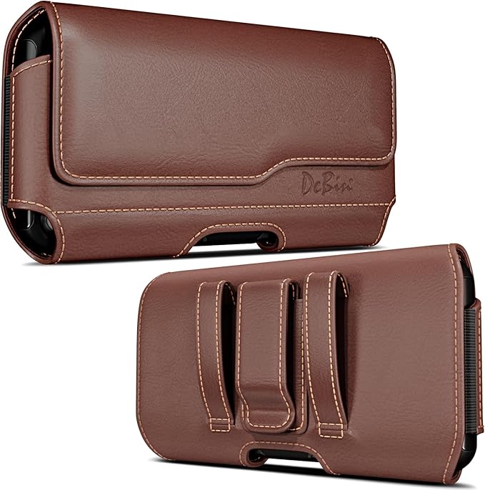 DeBin Case for Galaxy S26 S25 S24 5G S23, S22, S21, S20, S10, S9, A10e, A01, Note 10, Cell Phone Belt Holster Clip Pouch Holder Cover (Fits Samsung with Otterbox Commuter Case) Brown