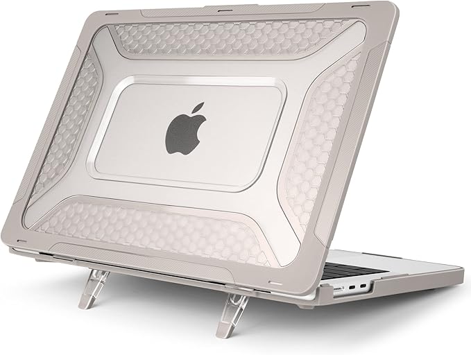 Batianda Extreme Heavy Duty Case for New MacBook Air 13.6 inch 2026 M5 2025 M4 2024 M3 2022 Release - Anti-Slip Rubberized Stand (Holds 25lbs) Honeycomb Exoskeleton Max Cooling & Stability - Rock Gray