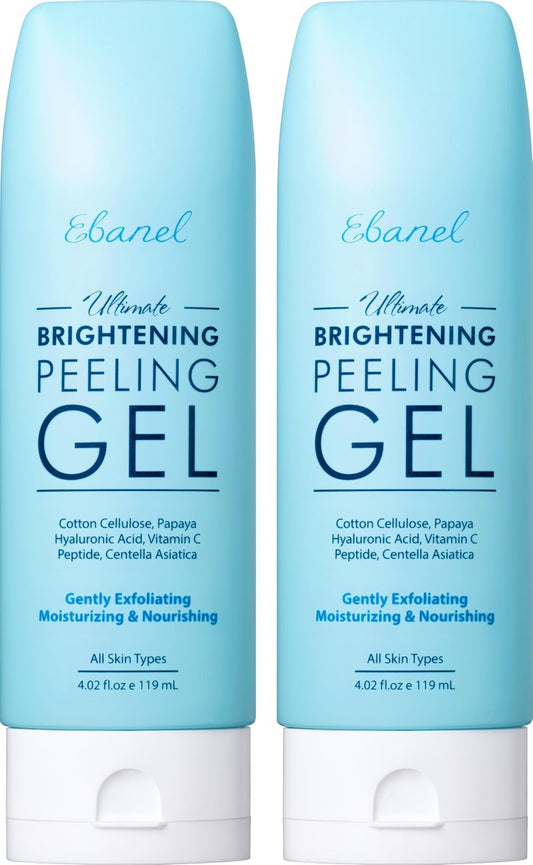 Ebanel 2-Pack Brightening Peeling Gel with Cotton Cellulose, Rice, Papaya, Centella, Hyaluronic Acid for Face and Body, Gentle Exfoliating Face Scrub Gel Peel Wash Pore Cleanser Minimizer Exfoliator