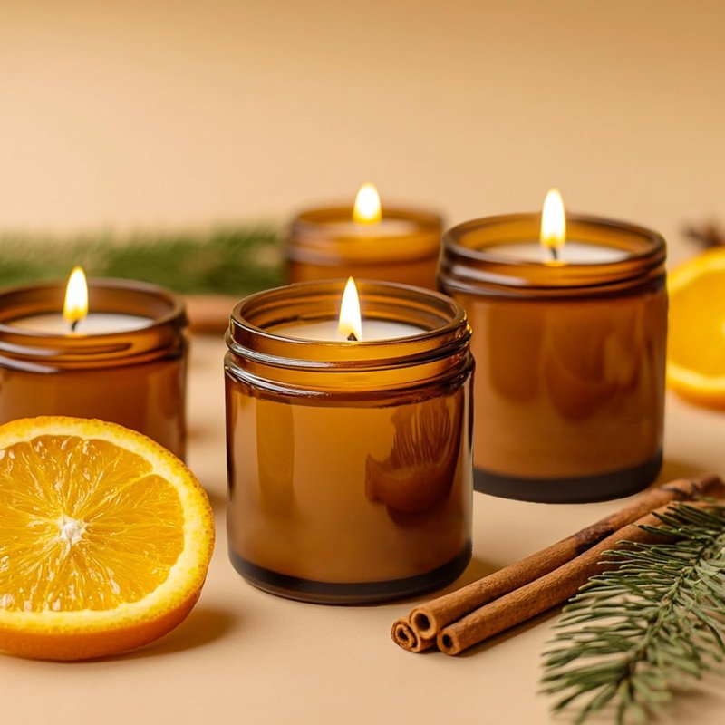 Amber Glass Jars - 32 Pack Wide-Round Cosmetic Containers with Lids & Labels | 4 oz for Creams, Oils, Body Butter