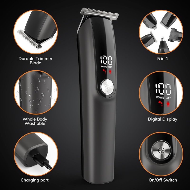 Beard Trimmer for Men - 6-in-1 Professional Grooming Kit | Cordless, Waterproof Hair Clippers & Electric Shaver Set