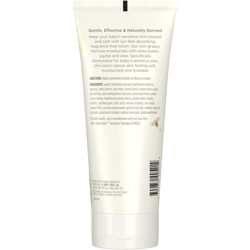 Burt's Bees Baby Ultra Gentle Lotion with Aloe for Sensitive Skin, Pediatrician Tested, 99.0% Natural Origin, 6 Ounces