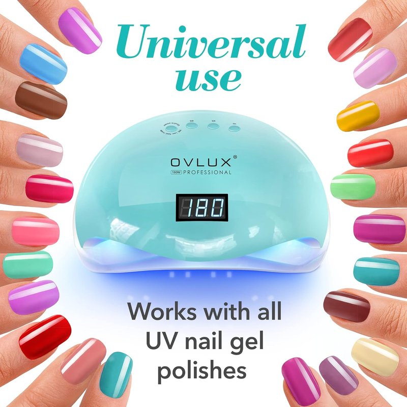 OVLUX 180W UV LED Nail Lamp - Fast Gel Polish Dryer with Auto Sensor & LCD Display | Tiffany Color