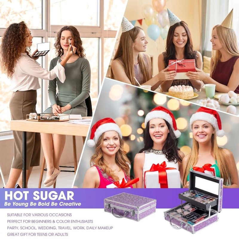 Ultimate All-in-One Makeup Kit for Teen Girls | 52 Shades & Accessories - Perfect Gift Set (Purple Love)