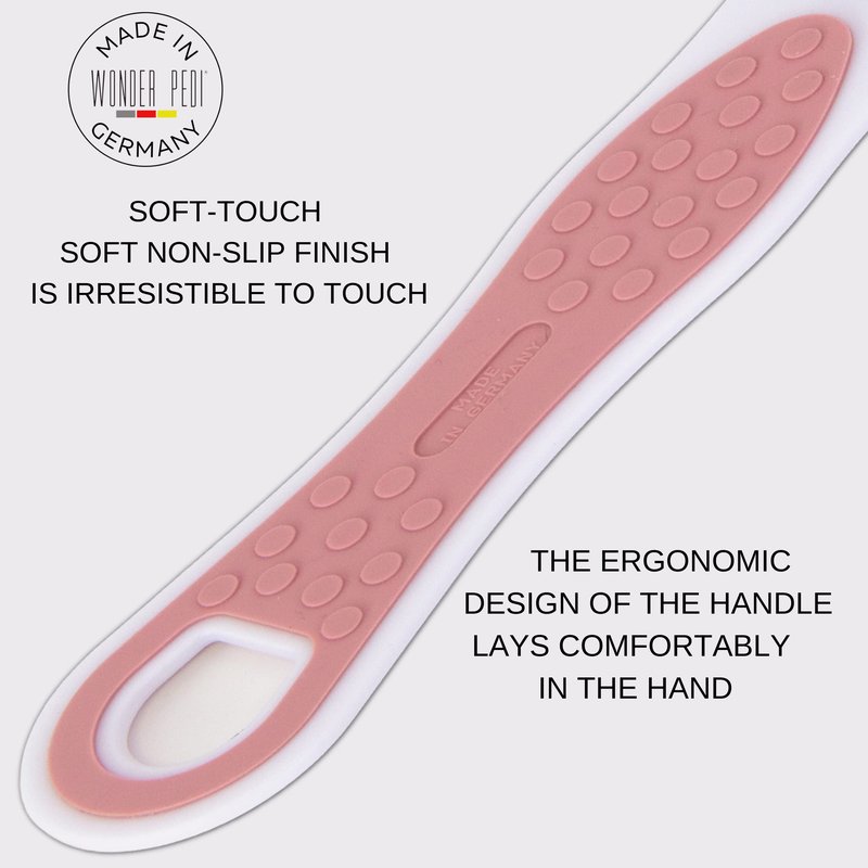 Made in Germany Double Sided Foot File Callus Remover, Stainless Steel and Emery Sides Feet Scrubber, Professional Pedicure Foot Care Tool Rasp, Long Lasting Foot Buffer, Heel Scraper, Wonder Pedi