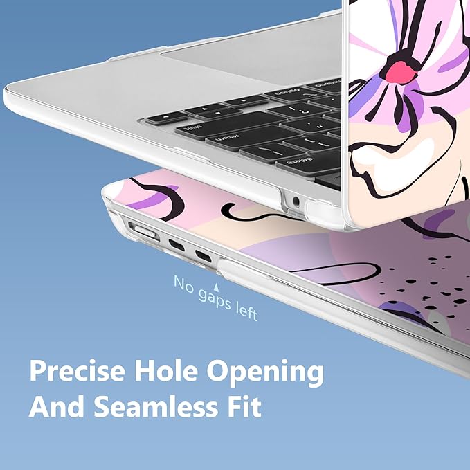 Mektron Case for 2026 MacBook Air 15 INCH M5 A3448 Compatible with M4 A3241 /M3 A3114 /M2 A2941 Printed Plastic Hard Shell Cover with 15.3" Liquid Retina Display Touch ID- Pink Flowers