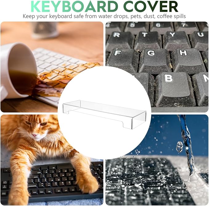 Acrylic Keyboard Cover, Clear Keyboard Dust Cover for Desktop Anti-Cat Protector Lid Waterproof Protective Case (18.5x5.9x1.8 Inches)