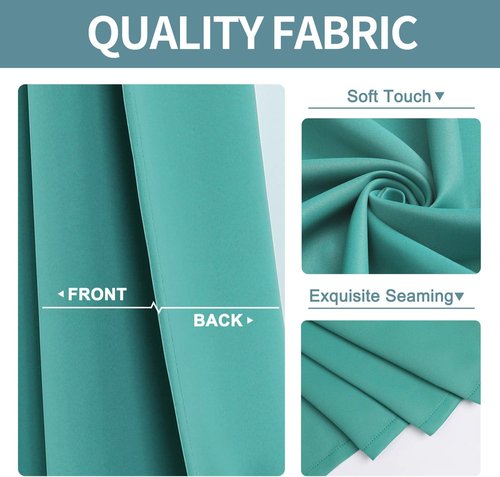 ChrisDowa Room Darkening Curtains - Thermal Insulated Blackout Panels for Bedroom & Living Room (Teal, 52W x 72L)