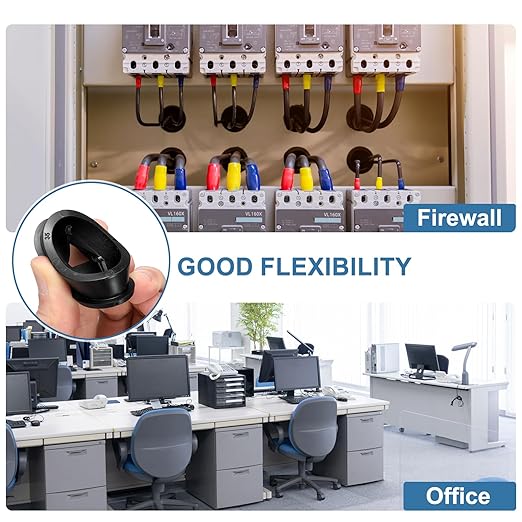 uxcell 4Pcs Cable Cord Grommet, 1-1/4"(32mm) Rubber Desk Grommets Wire Pass Through Hole Cover with Marked Cable Ties for Home Office Cable Wire Protection, Black