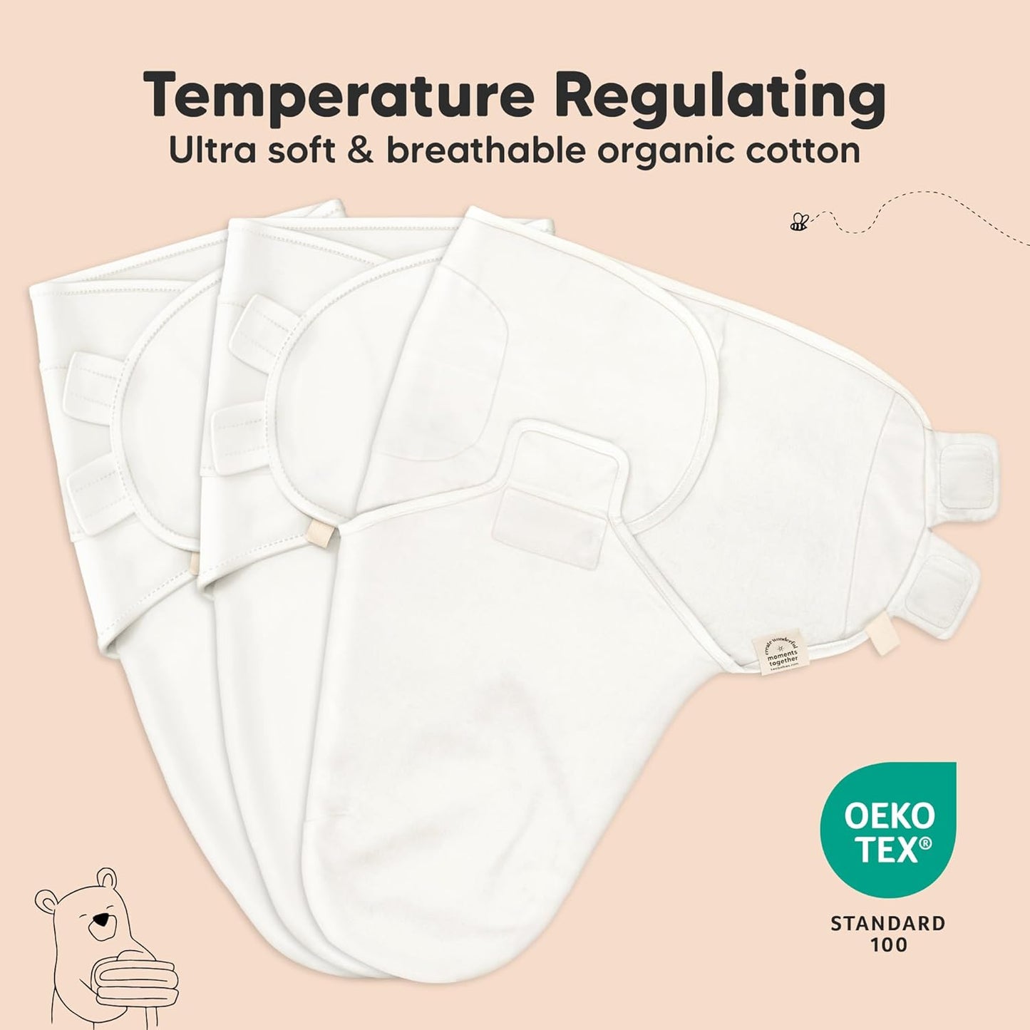Organic Baby Swaddle Sleep Sacks by [Brand Name] - Soft & Snug for Newborns 0-3 Months | 3-Pack Butterflies, XS