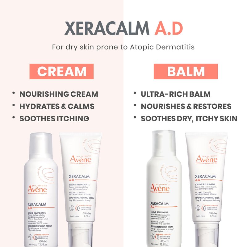 Avène XeraCalm A.D Lipid-Replenishing Balm, Atopic Dermatitis, Eczema-Prone Skin, For dry, itchy Skin, Restore Skin Barrier, Infants, Children & Adults, No Preservatives, Fragrance-Free 6.7 Oz.
