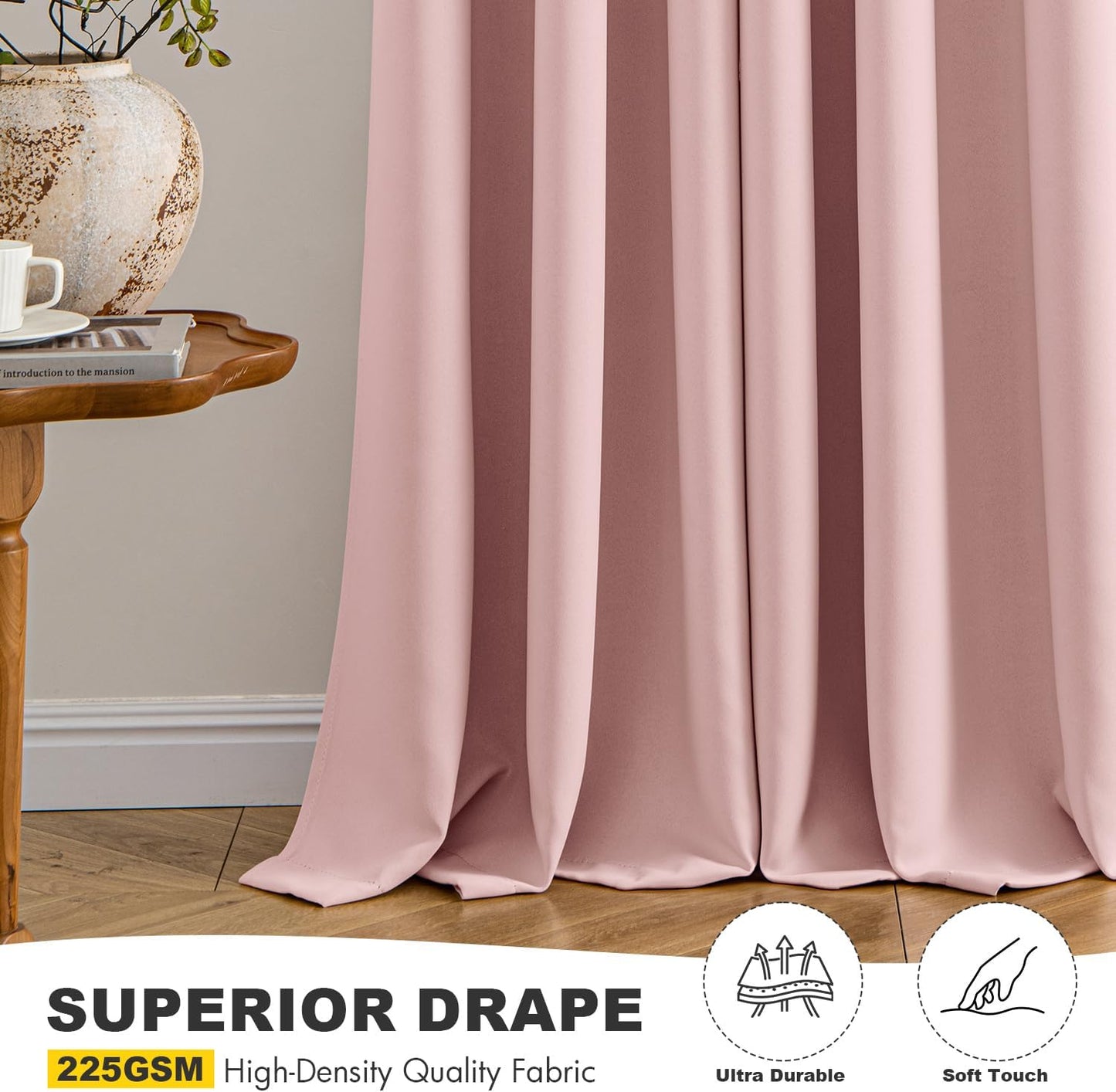 MIULEE Blackout Curtains - Thermal Insulated Room Darkening Drapes for Girls' Bedroom | 84 Inches Long, 2 Panels, Baby Pink