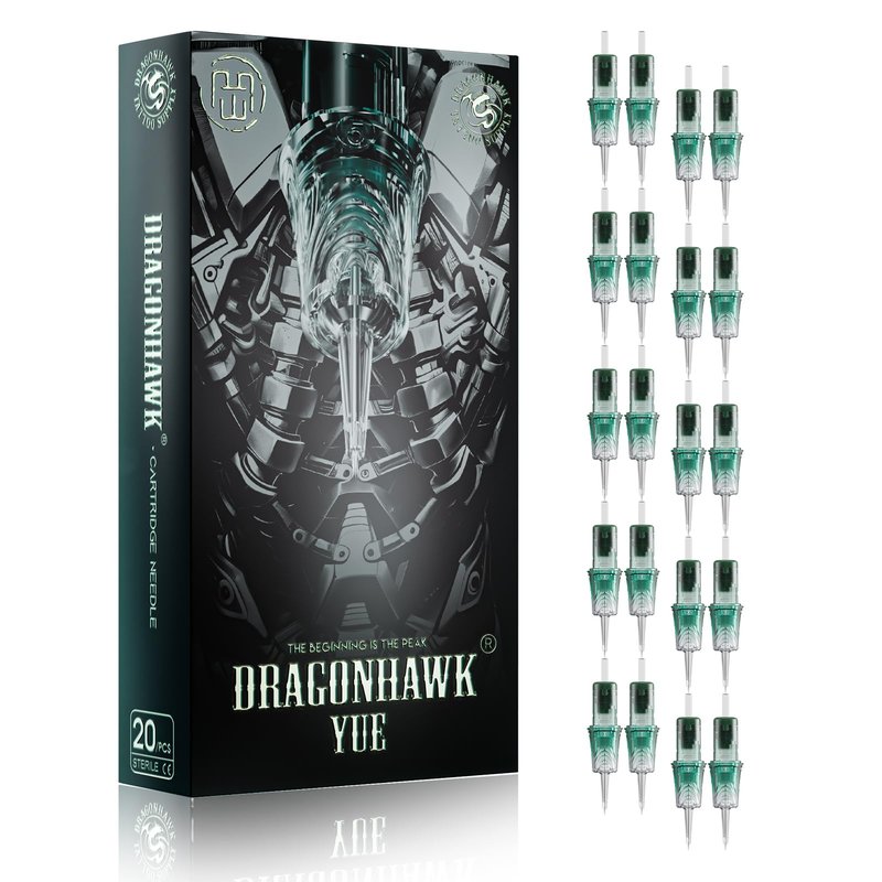 Dragonhawk Yue Professional Tattoo Needles - 20Pcs 1018RL Round Liner Tattoo Cartridges 0.3MM Precise Line Work for Tattoo Artists Disposable Needles