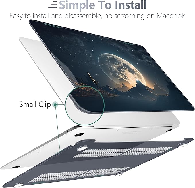 Batianda LumiArt Case for MacBook Air 13" M1 Chip, Moon in Sky