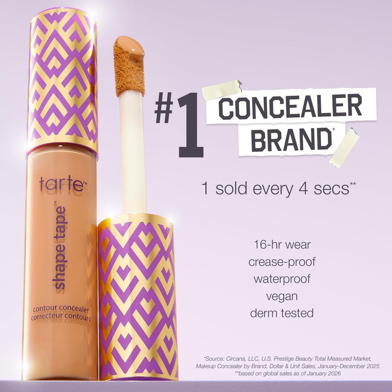 tarte shape tape concealer – Full-Coverage Creaseless Soft Matte Finish, Brightening Under-Eye & Face Makeup, 16hr Longwear, Vegan & Cruelty-Free, travel size, 60H mahogany honey