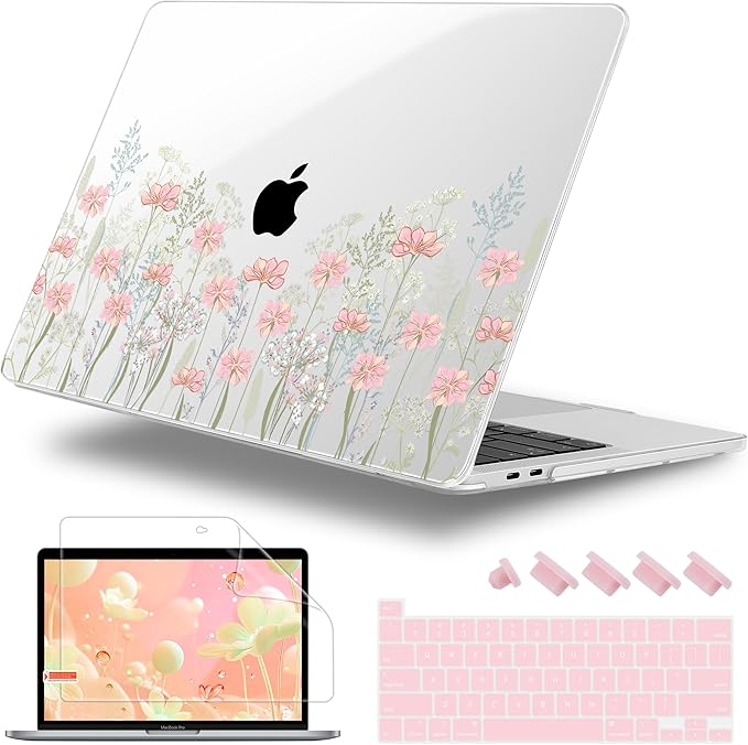 Lepeoac for MacBook Pro 16 inch Case 2019 2020 Release Model A2141, Plastic Hard Shell Cover with Keyboard Cover & Screen Protector for MacBook Pro 16 inch with Touch Bar & Touch ID, Floral C322