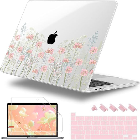 Lepeoac for MacBook Pro 16 inch Case 2019 2020 Release Model A2141, Plastic Hard Shell Cover with Keyboard Cover & Screen Protector for MacBook Pro 16 inch with Touch Bar & Touch ID, Floral C322