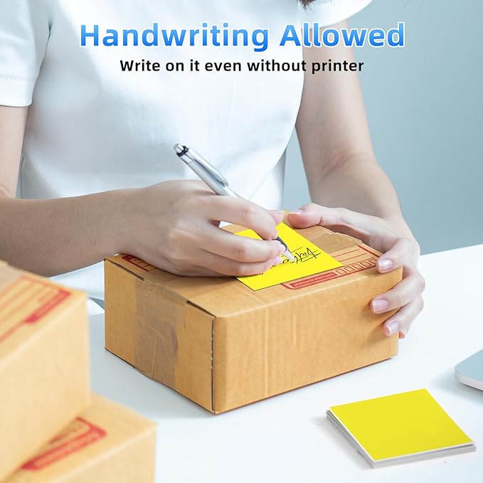 Omezizy 4x6 Thermal Labels, 1 Packs of 500 4x6 Fold Labels Yellow - Compatible with JADENS, ASprink, Phomemo, Rollo, Zebra, Omezizy and Other Thermal Printers