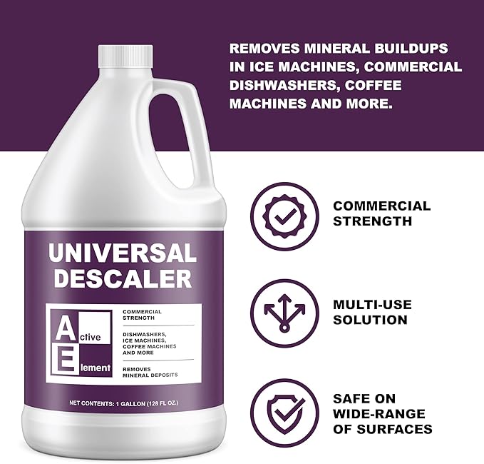 Universal Descaler - 2 Gallon - Commercial Grade Delimer for Dishwasher - Ice Machine Cleaner and Coffee Pot Descaler - Steam Tables - Hand Descaling