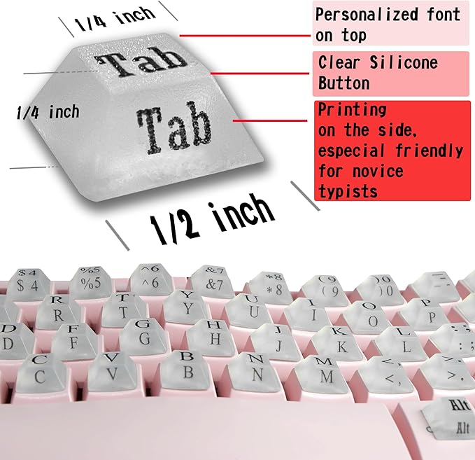 Ivaso 80 Pcs Keyboard Sticker for Long Nails Typing and Gaming, Symbolic and Alphanumeric Sticky Silicone Keys for Keyboards and Laptop (Translucent)