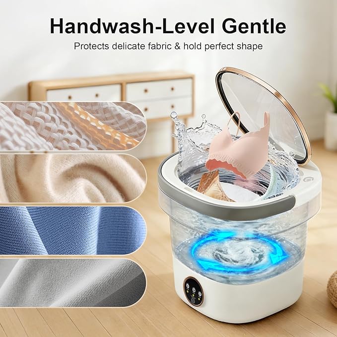 Portable Washing Machine - 20L Mini Foldable Washer with Spin Basket, 3 Cleaning Modes & Deep Cleaning for Small Clothes, Collapsible Laundry for Apartment, Home, Hotel and Travel (Gray)