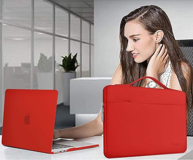 MOSISO Compatible with MacBook Air 13 inch Case M5 2026 M4 2025 M3 M2 2024-2022 A3449 A3240 A3113 A2681,Hard Shell&Sleeve Bag&Keyboard Skin&Webcam Cover&ScreenFilm for MacBook Air 13.6, Red