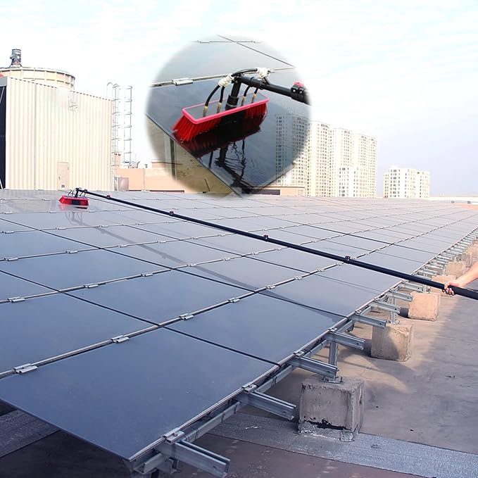 Telescopic Hydrocleaner Cleaning Brush, Multi-Purpose Water Spray Brush for Cleaning Window Solar Panels, 3.6m-10.8m Solar Panel Cleaning Equipment, Roof Cleaning Tools,5.4m