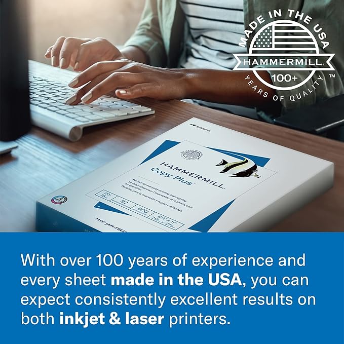 Hammermill Printer Paper, 20 lb Copy Paper, 8.5 x 11-3 Ream (1,500 Sheets) - 92 Bright, Made in the USA