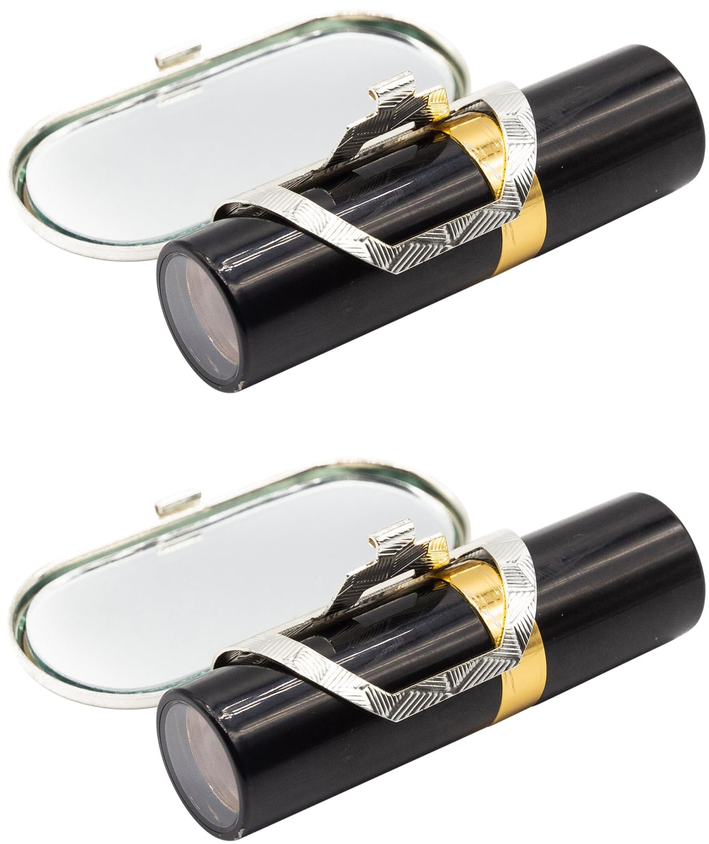 Stephanie Imports Set of 2 Clip-On Round Lipstick Mirrors (Retro Color Bend)