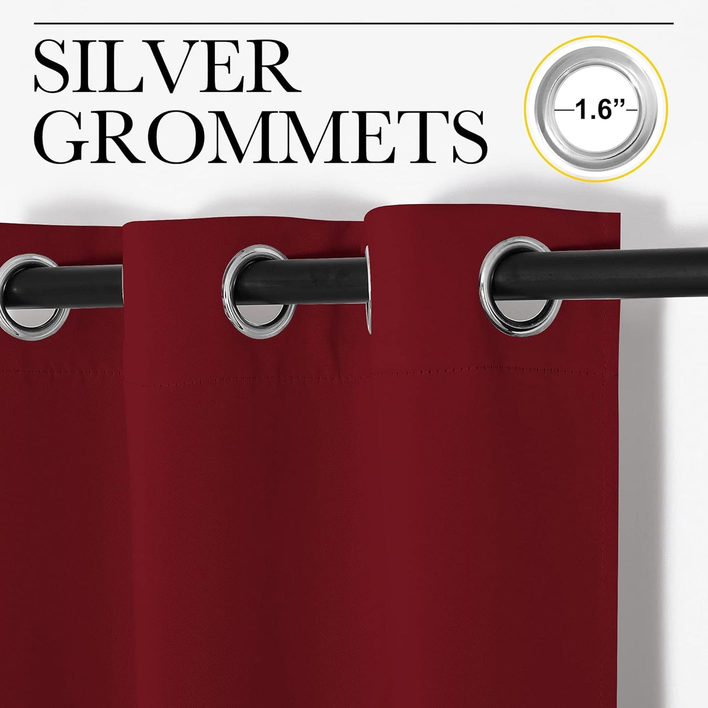NICETOWN Blackout Curtains - Thermal Insulated Burgundy Drapes for Laundry Room | 55x68 Inch Pair