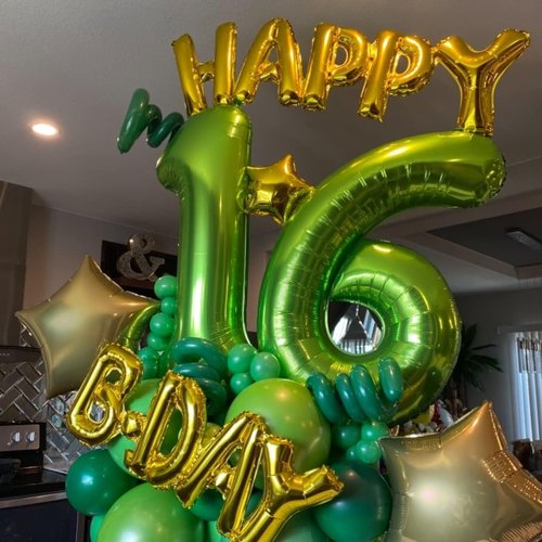 40 Inch Green Number 1 Balloon - Large Self-Inflating Foil Birthday Decoration for 1st Party