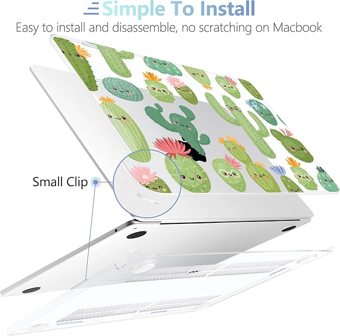 MEEgoodo Case for M5/M4/M3/M2 MacBook Air 13 inch Case 2026 2025 2024 2022, Fit Model A3449/A3240/A3113/A2681, Laptop Hard Shell Compatible with MacBook Air 13.6-inch, Smiley Cactus