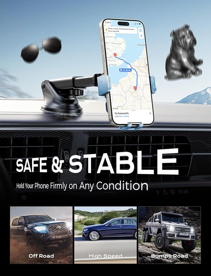 CHGeek Wireless Car Charger, 15W Fast Charging Auto Clamping Car Charger Phone Mount Phone Holder fit for iPhone 15 14 13 12 11 Pro Max Xs, Samsung Galaxy S24 Ultra S23 S22 S21, S20, S10+, Cyan