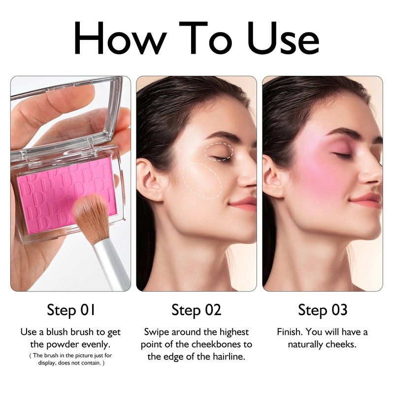 KYDA Powder Blush, Radiant Glow Face Blush, Buildable Matte Cheeks Color, Ultra-fine Lightweight Powder Blusher, Lasting Moisturizing, Mahogany