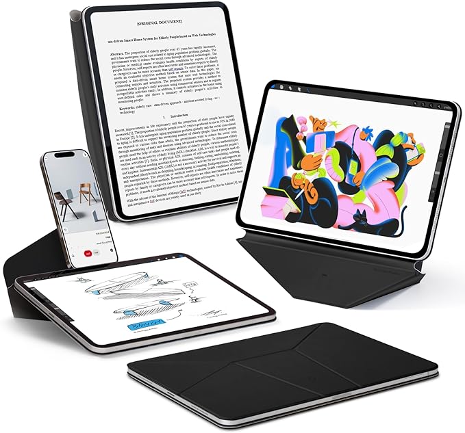 MOFT Dynamic Folio Case for iPad Pro 11" (4th 2022 | 3rd 2021 | 2nd 2020), Slim Magnetic Stand Case with 20+ Viewing Angles, Auto Wake/Sleep,Jet Black