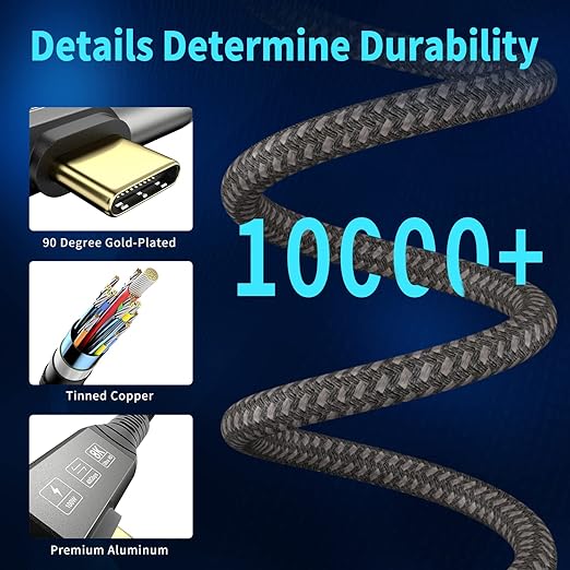 CHENLENIC USB4 Cable, with Thunderbolt 4 Cable, 240W Charging, 40 Gbps Data, 8K @ 60Hz HDR, USB C to USB C, 90Degree for Hub, Dock MacBook, M2, M3, Mac SSD (90Degree USB4 40G 240W 1.5M)