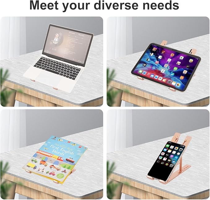 weourwe Ergonomic and Foldable Laptop Stand for Desk, Adjustable Riser, Fits All Laptops and Notebooks up to 17,Ultra-Thin,Ventilated Cooling,ABS+Silicone,Gold.