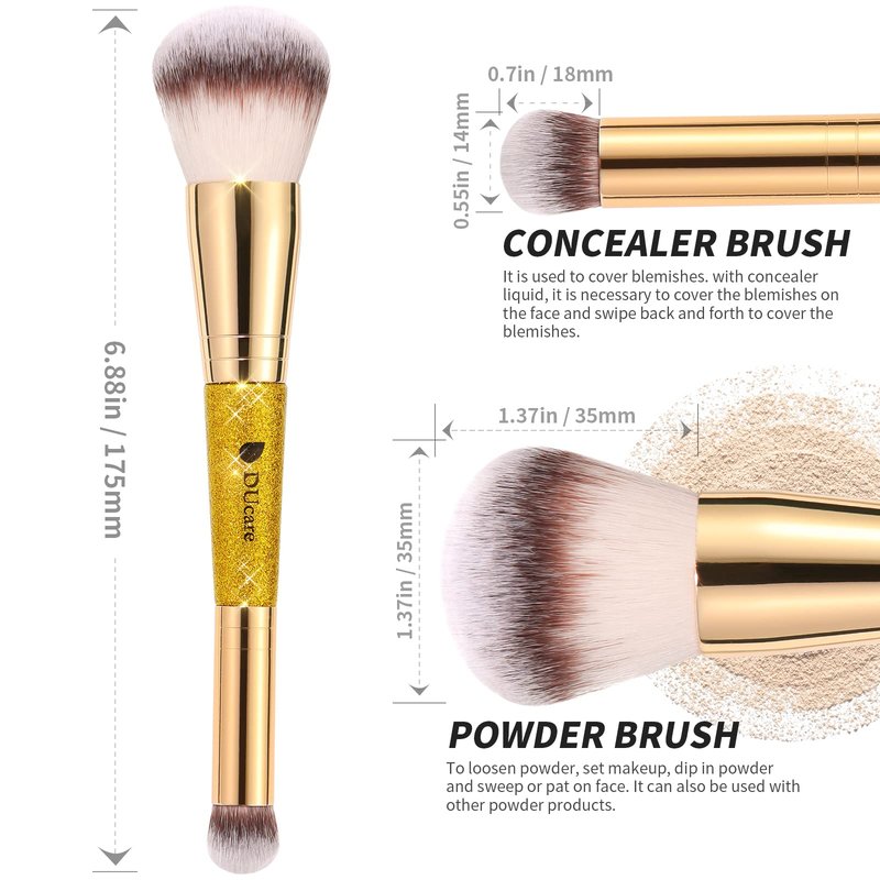 DUcare Powder Brush Concealer Foundation Makeup Brushes Double Ended Perfect for Rounded Taperd Liquid, Cream, Powder,Blending, Buffing