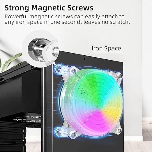 120mm 4.72" Small 5V USB Fan with Magnetic Screws – Quiet LED PC Cooling Fan for Mini PC, Laptop, PS5, Xbox, TV Box, Cabinet, Server & Electronic Devices