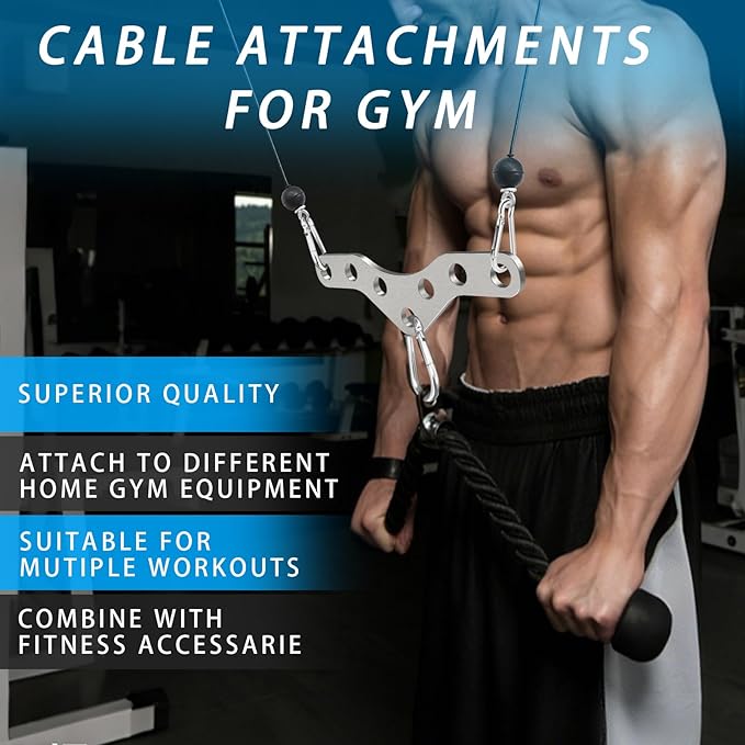 Lights Mountain Double to Single Pulley Adapter Plate for Cable Machines – Heavy-Duty Stainless Steel Connector with 3 Carabiners for LAT Pulldown, Triceps, Biceps & Home Gym Workouts