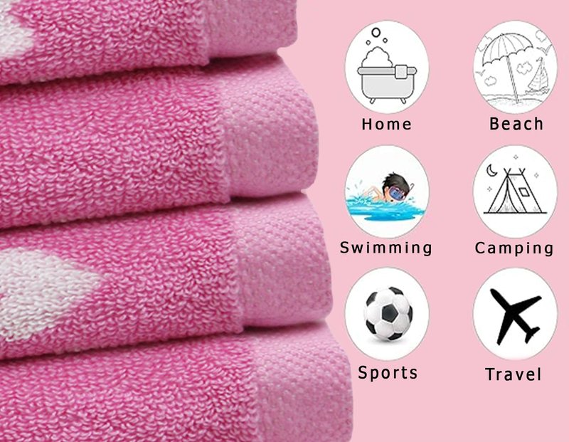 ORIGINAL KIDS Wash Cloth - Bath Time Hearts 12 Pack Washcloth Set - 100% Cotton Jacquard Colorful Absorbent Quick Dry Face Towel - Super Soft Face Cloth 12x12 inches - Pink White