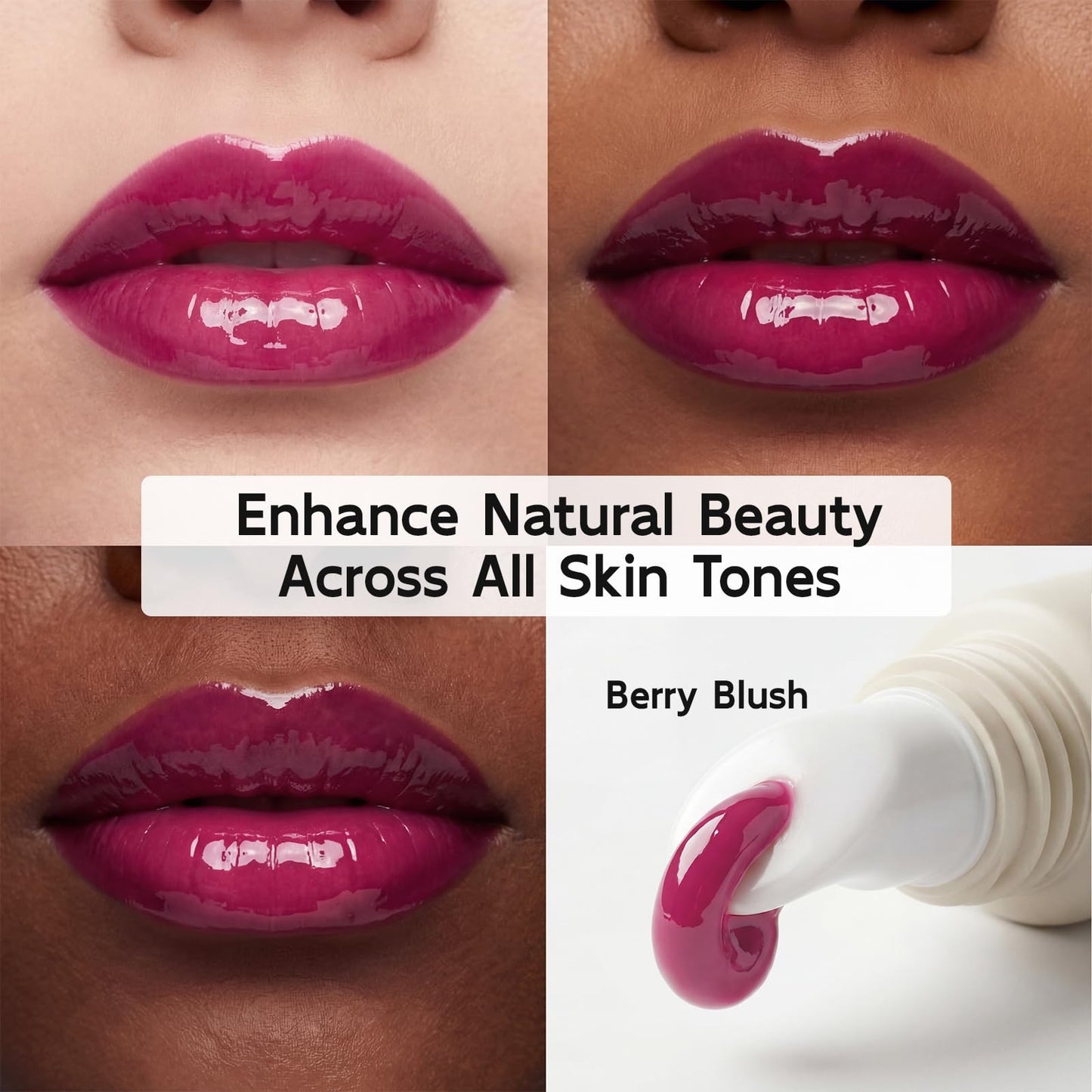 YouthVibe 5% Volufiline Lip Serum & Gloss, Hydrating Lip Care with Shea Butter, Collagen, Peptide & PDRN - Fuller-Looking Lips Over Time, No Burning or Tingling, Non-Sticky Essence - Berry Blush
