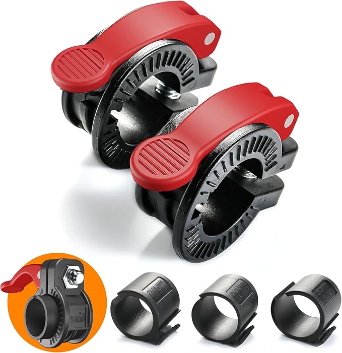 ZY-HUAN Mini Pro Barbell Clips 1 inch I Multi-Size Adjustable Barbell Collar I 1 inch Barbell ClampsIQuick Release Weight Clips Pair of Locking for Dumbbell Bar (Black+Red)