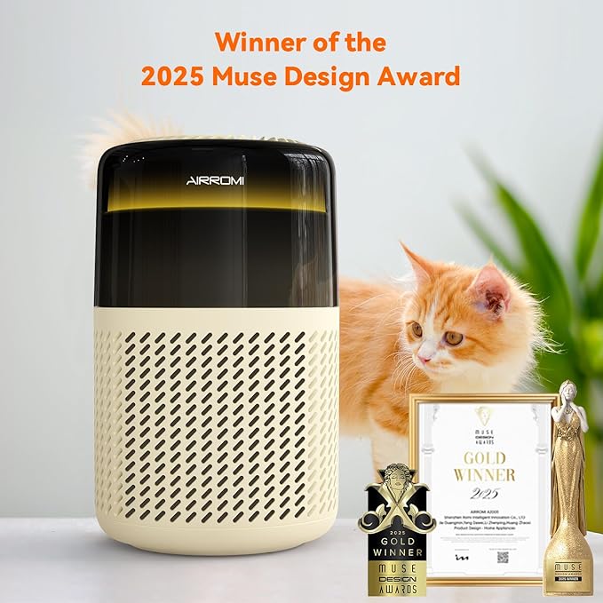 AIRROMI HEPA Air Purifier for Bedroom&Home,Pet Air Purifier for Home Pets,Removes Pet Odor,Cat Litter Smell,Dust,Smoke&Allergies,Quiet Room Air Purifier with Scents,360°Air Cleaner,A2005 Pink