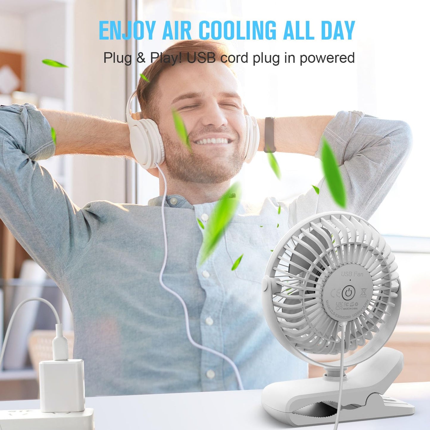 BESKAR Clip on Fan, 360° Rotation Quiet Stroller Fans with Strong Airflow,3 Speeds, Portable Small Fans with Sturdy Clamp,Perfect Personal Cooling Fan for Office Table Bedroom Kitchen