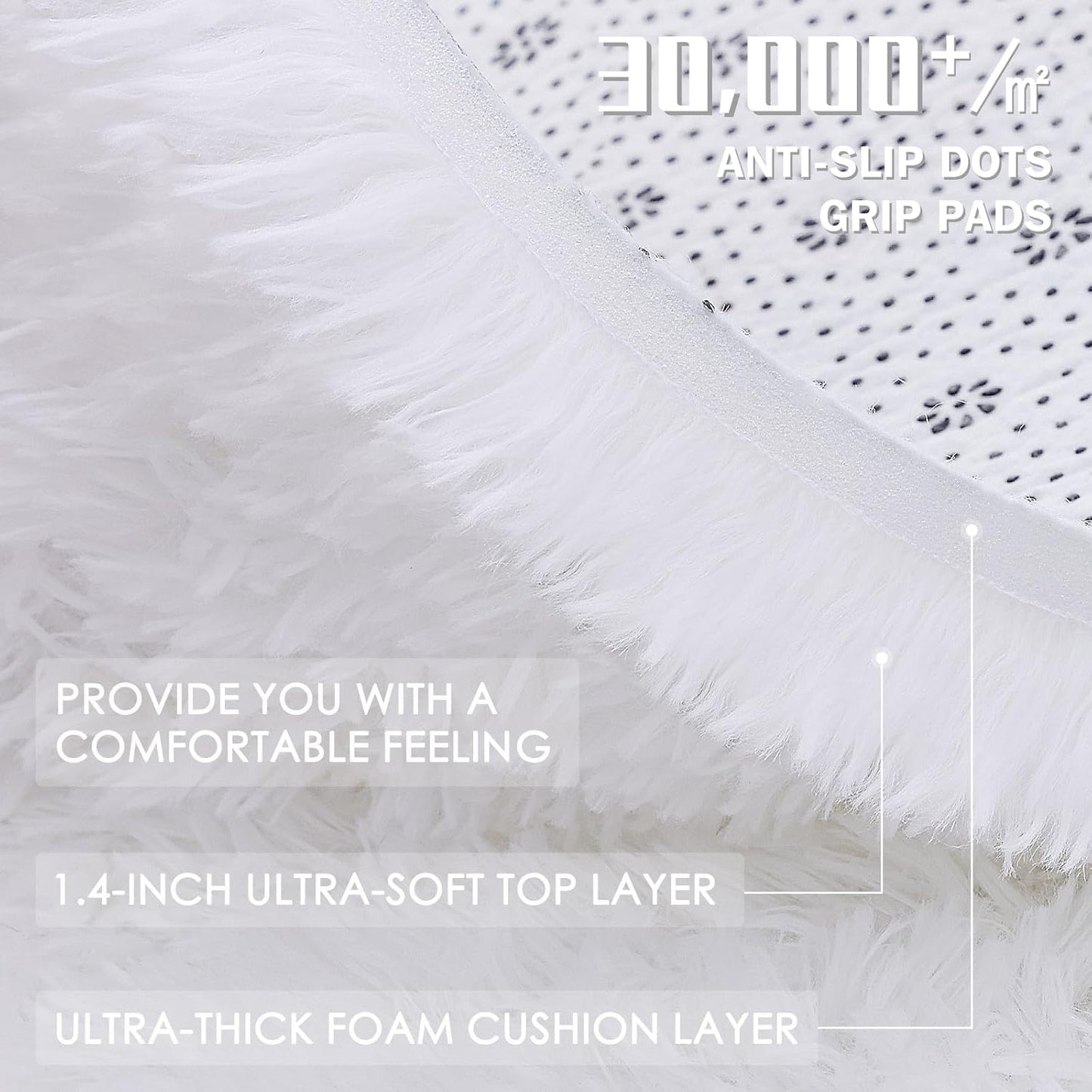 OLANLY Runner Rugs - Soft, Machine Washable Shaggy Design for Hallway & Bedroom | White 2x6 ft