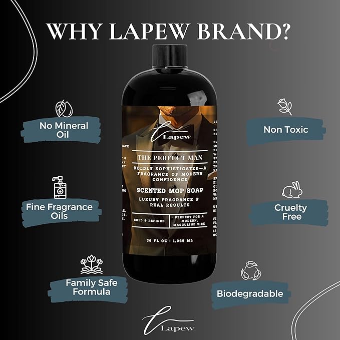 Lapew The Perfect Man Scented Cleaning Bundle | Carpet Deodorizer Powder (16 oz) & Mop Soap Concentrate (36 oz) | Pet-Friendly Odor Eliminator