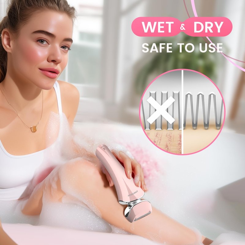 Electric Razor for Women Rechargeable Wet Dry Electric Shaver for Women, Waterproof Lady Shaver for Legs Arm Underarm Bikini Public Body Razor with One Extra Foil Blade