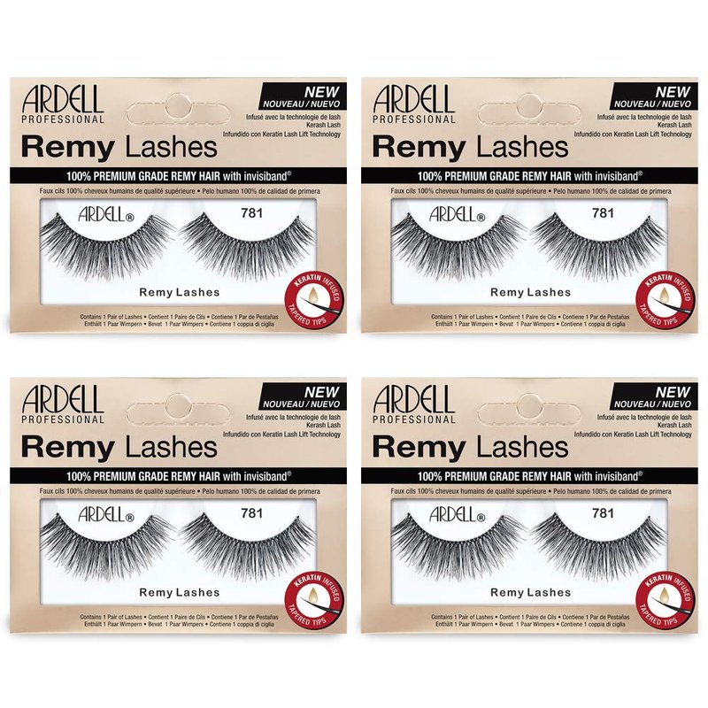 Ardell Remy Lash 781, Premium Grade Remy Hair False Lashes with Invisiband, 4 pairs
