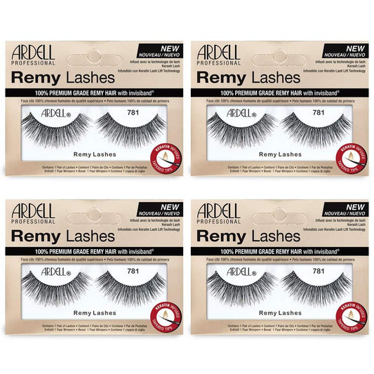 Ardell Remy Lash 781, Premium Grade Remy Hair False Lashes with Invisiband, 4 pairs